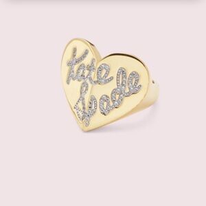 Kate Spade Heritage Pave Script Heart Ring NWT